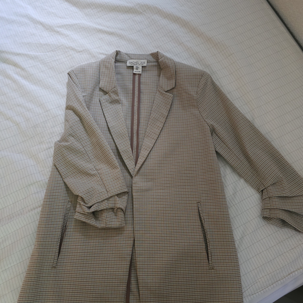Rachel Zoe Tan Blazer Classic Tailored Suit Jacket